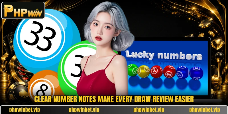 Clear number notes make every draw review easier Clear number notes make every draw review easier