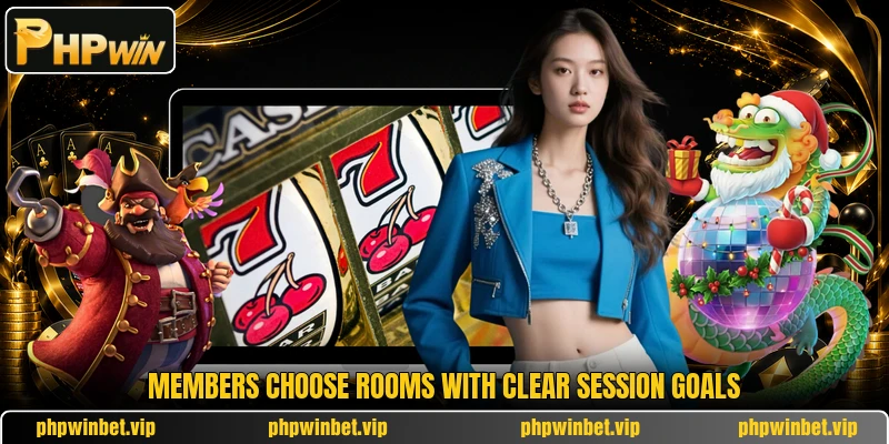 Members choose rooms with clear session goals Members choose rooms with clear session goals