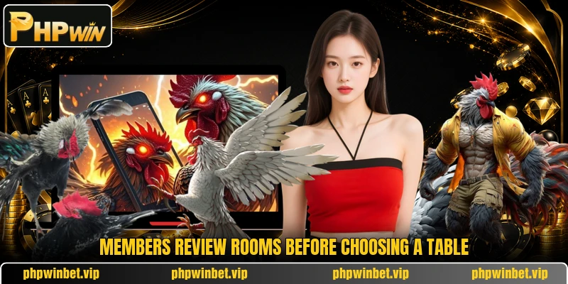 Members review rooms before choosing a table Members review rooms before choosing a table