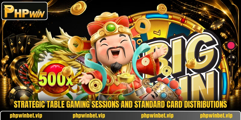 Strategic table gaming sessions and standard card distributions